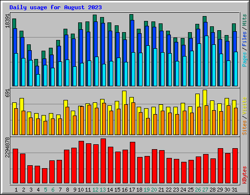 Daily usage for August 2023